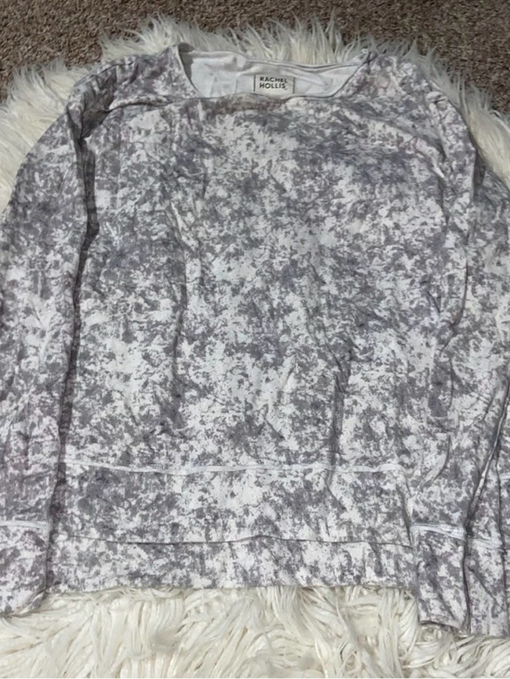Rachel Hollis Grey Marble-Print Women's Top small but medium fit